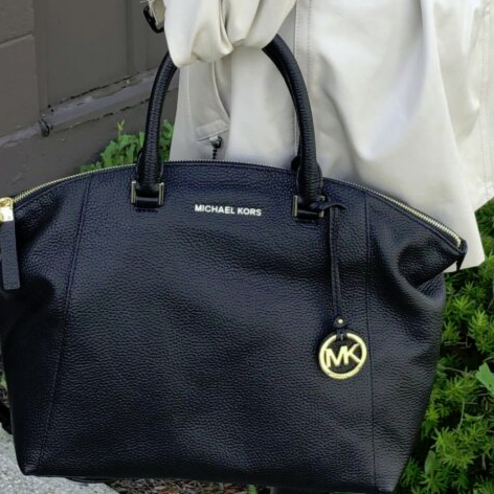 MICHAEL KORS RILEY LARGE PEBBLED-LEATHER SATCHEL